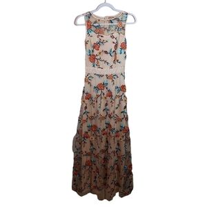 Boutique Brand Ladies Sleeveless Floral Embroidered Maxi Dress- size S